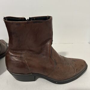 Mens Leather Cowboy Boots Zip Ankle Size 8 Brown Unbranded Rodeo Classic Dressy